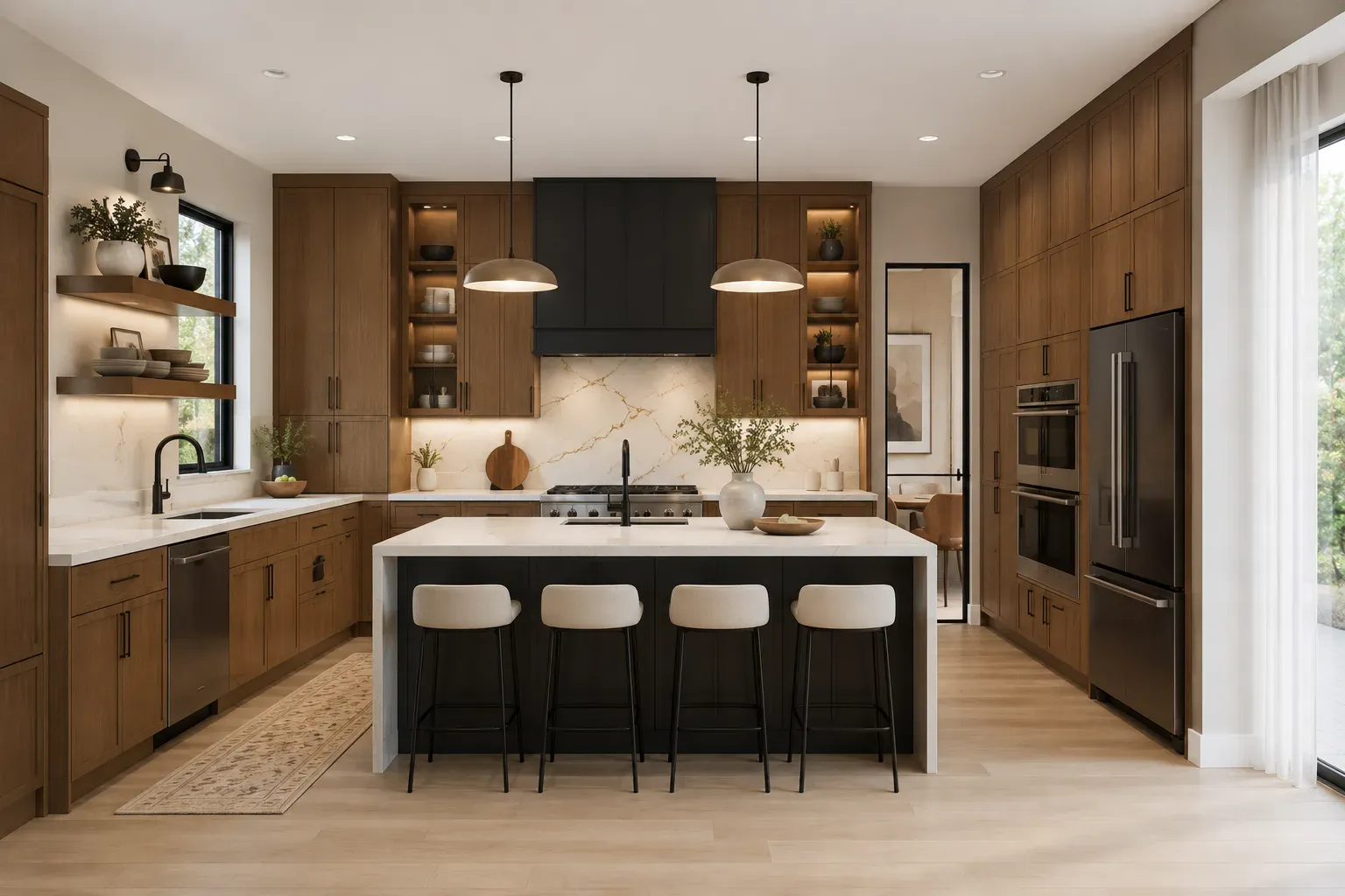 Contemporary kitchen featuring sleek cabinetry and natural light