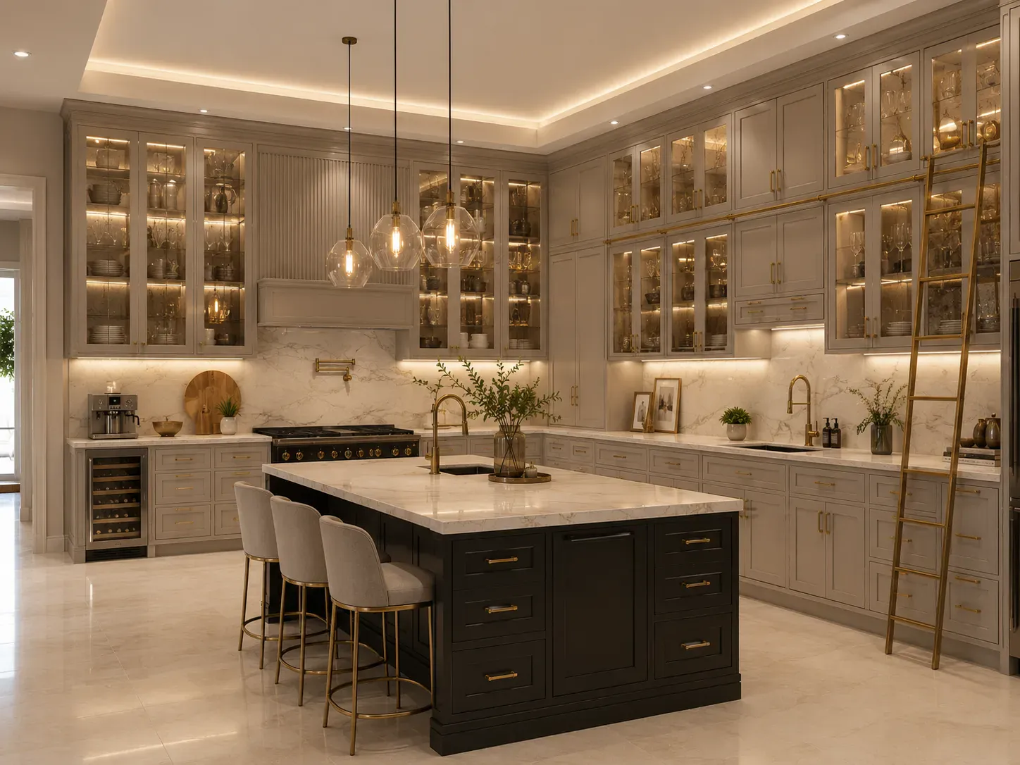 Designer kitchen with premium cabinetry and a marble countertop